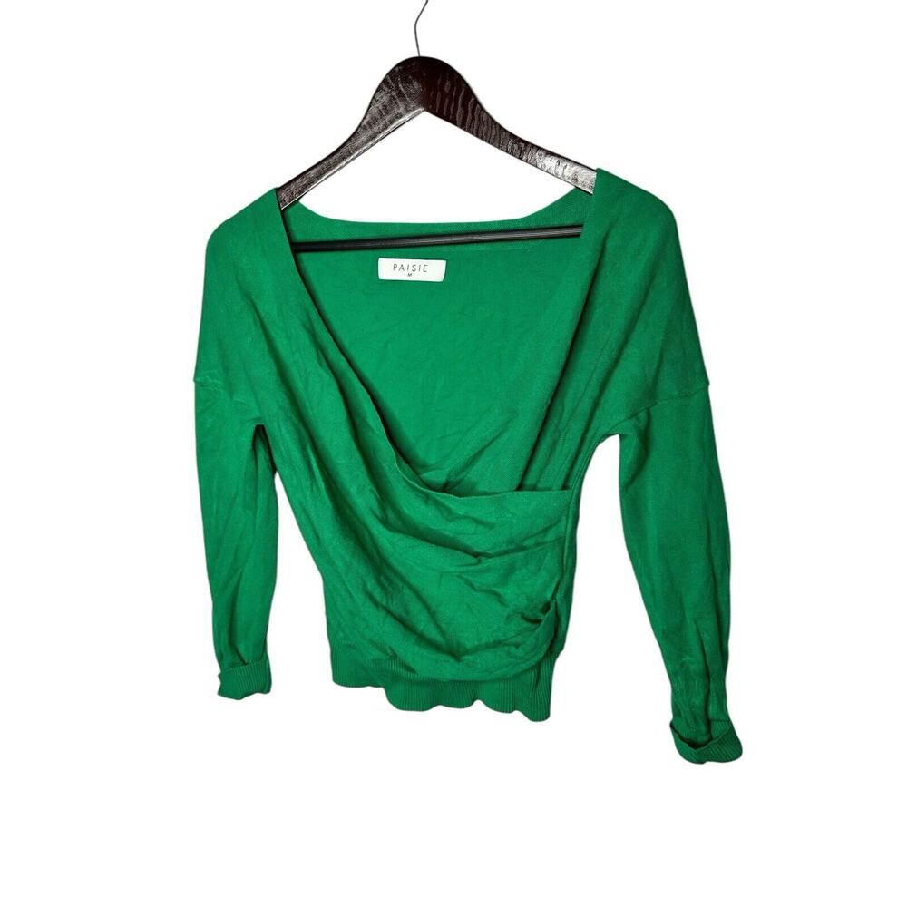 Paisie‎ Knitted Wrap Long Sleeve Top Green Size Medium
